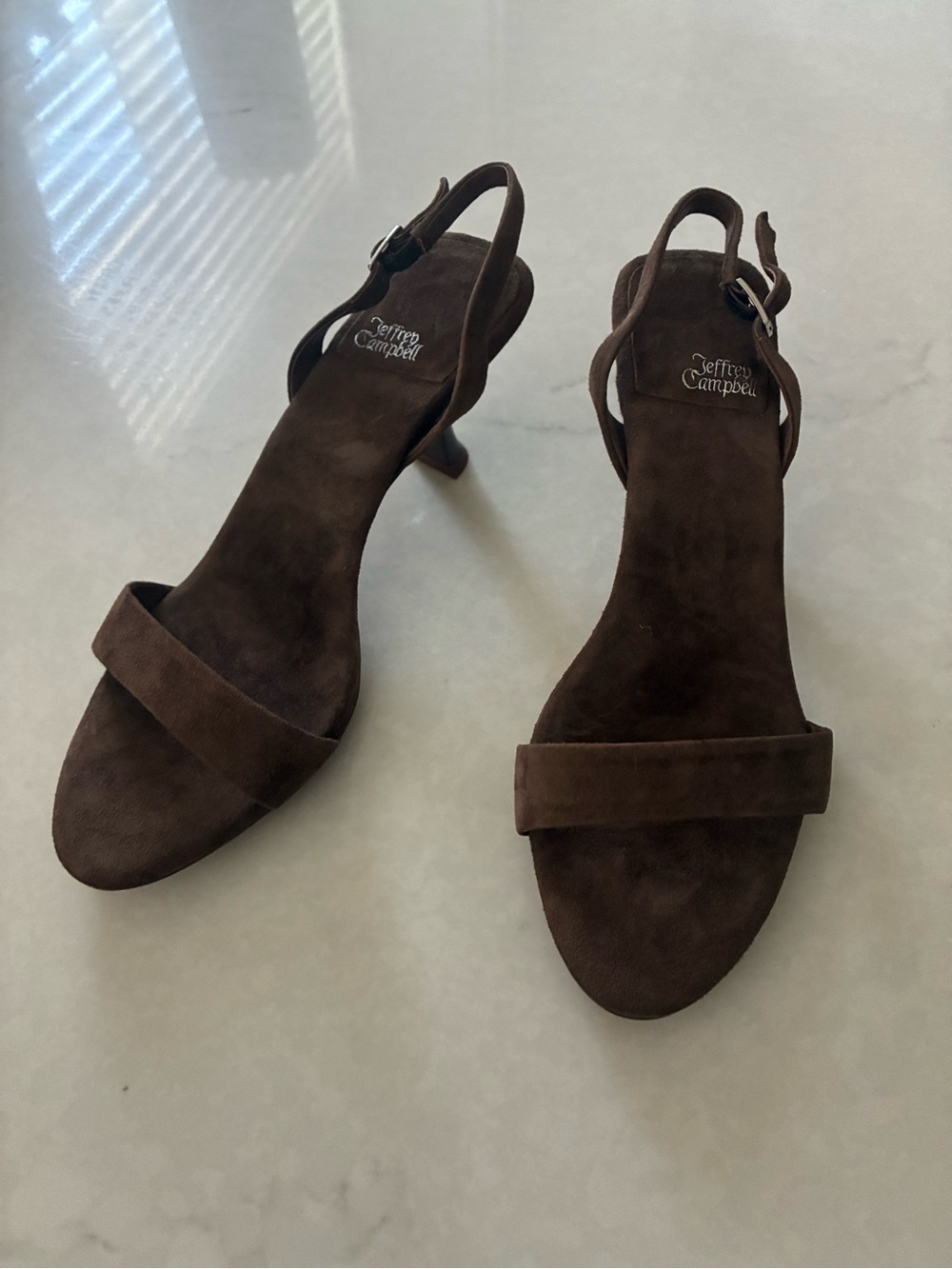 Jeffrey Campbell Dark Brown Suede Slingback Heels
